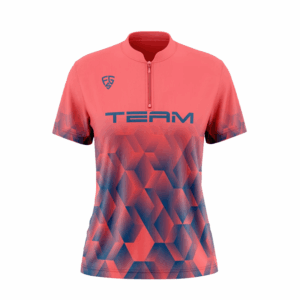 LADIES 1/4 ZIP SHORT SLEEVE BAND/SASH COLLAR