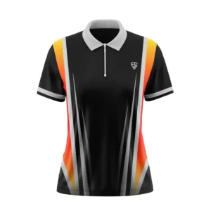 LADIES 1/4 ZIP BUTTON POLO SHIRT
