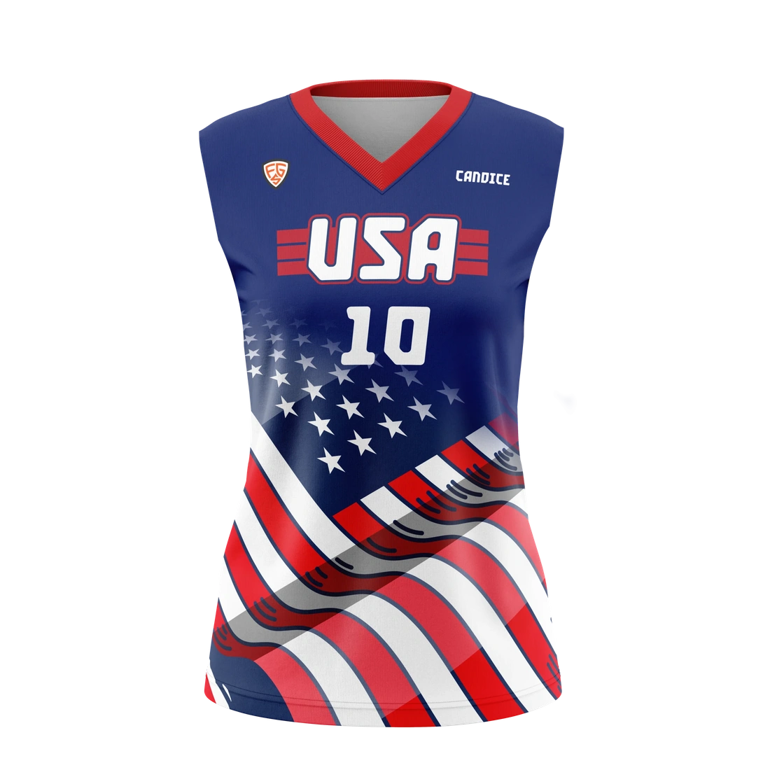 VB1005-Ladies-V-Neck-Volleyball-Sleeveless-Jersey-USA-1
