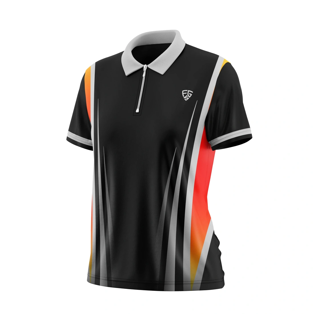 Ladies Short Sleeve 1/4 Zip Polo Bowling Shirt