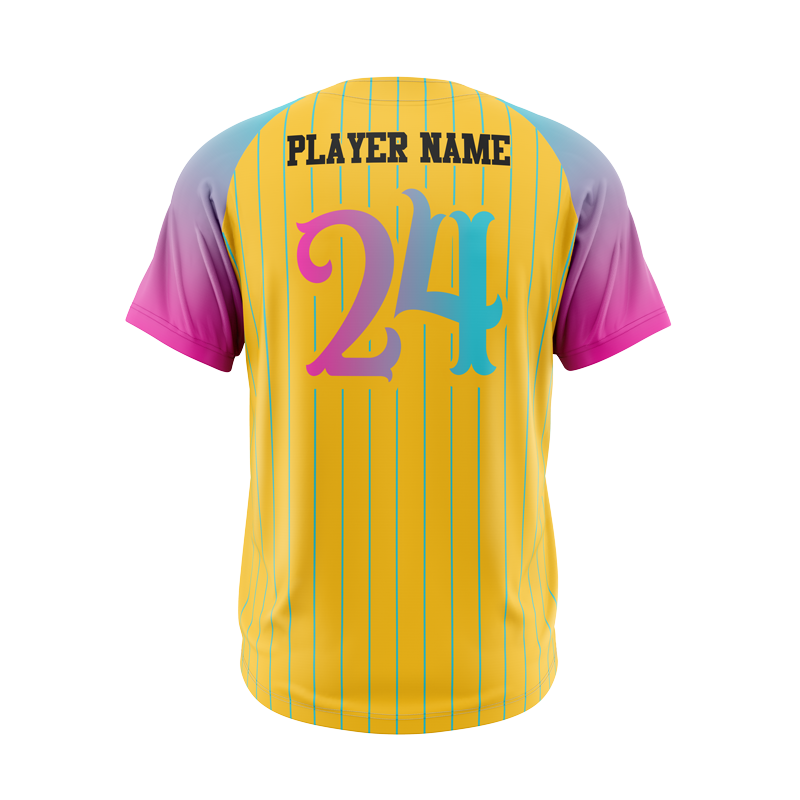 Full Button Baseball Jersey Curved Hem