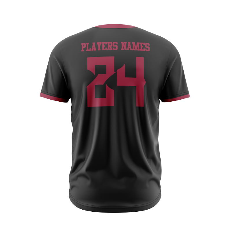 2 Button Short Sleeve Baseball Jersey - Crimson