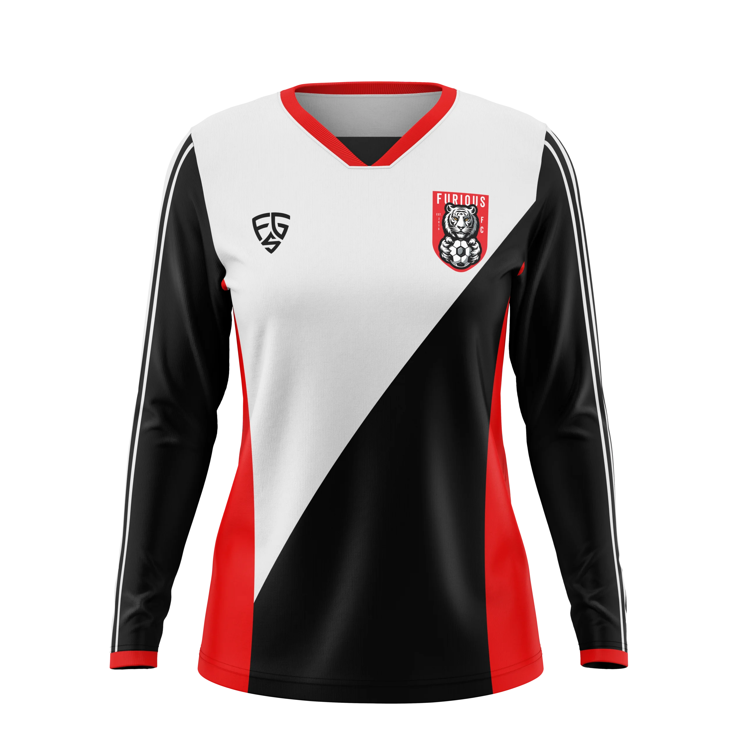 Womens Smooth V Neck Goalie Soccer Jersey - Furious