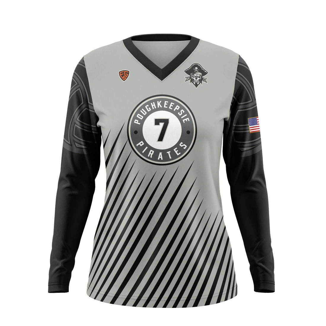 Ladies V Neck Longsleeve Volleyball Jersey - Pirates