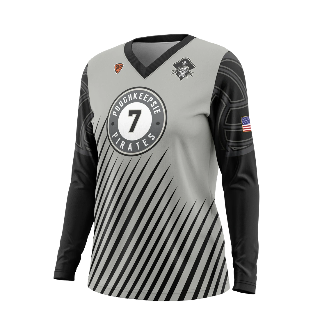 Ladies V Neck Longsleeve Volleyball Jersey - Pirates