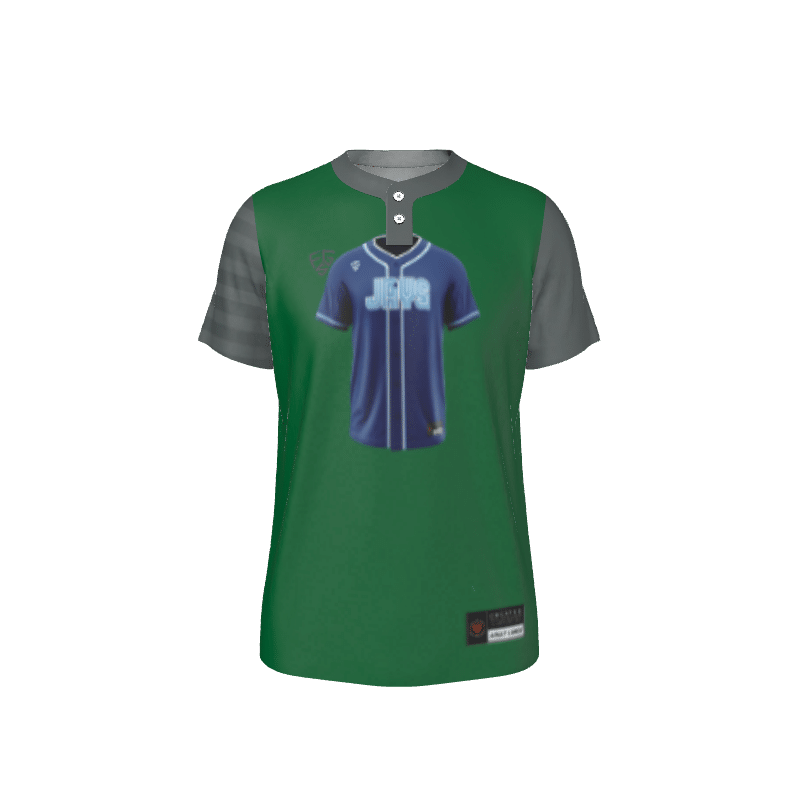 Mens Baseball Fighters 2 Button Short Sleeve Baseball Dark Green Jersey (BB1004). (x 8)