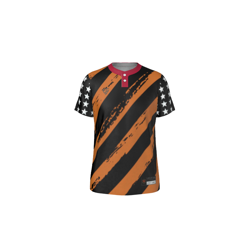 Mens Baseball Eagles 2 Button Short Sleeve Baseball Deep Red Jersey Youth (YBB1004). (x 8)