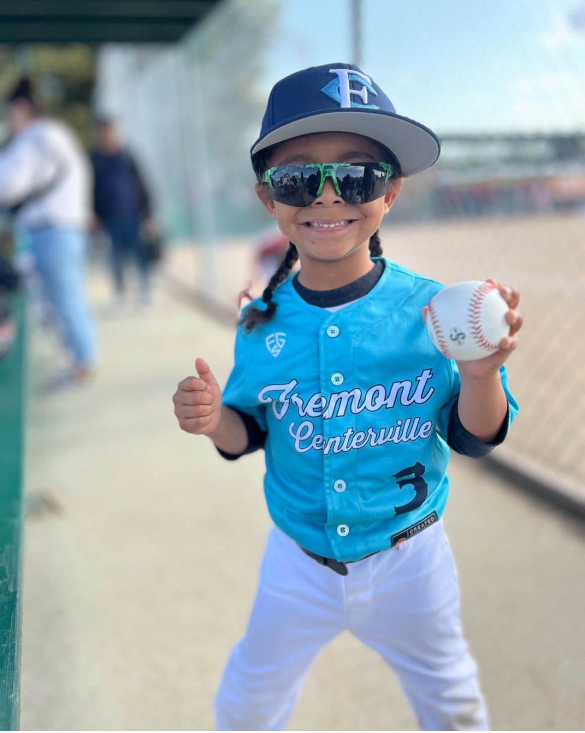 Fremont Centerville Little League player wearing custom sublimated full button jerseys by Final Game Sports in Tracy, California
