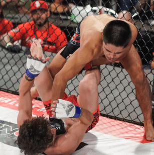 robert lopez jr mma in custom sublimated singlets created by Final Game Sports, Tracy California.