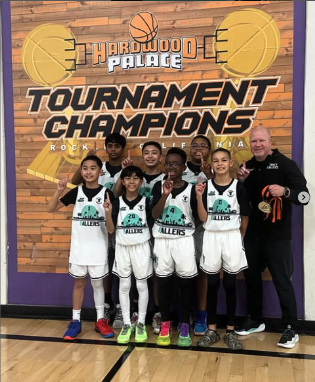 Tracy baller Basketball team wearing custom sublimated all star jerseys by Final Game Sports in Tracy, California