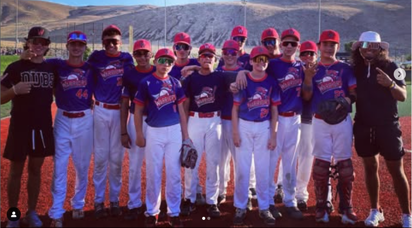 Manteca warriors baseball team wearing custom sublimated jerseys by Final Game Sports in Tracy, California