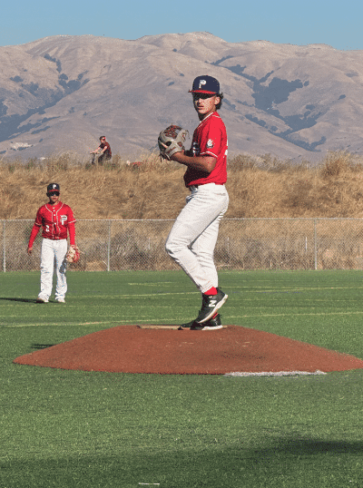 prime baseball team wearing custom sublimated red jerseys by Final Game Sports in Fremont California