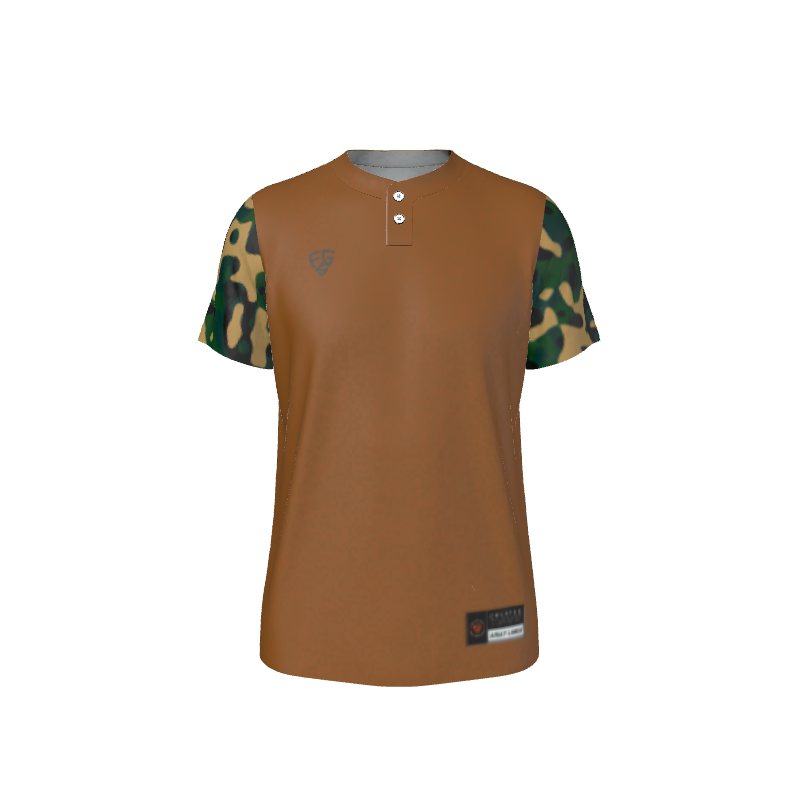 Mens Baseball Troops 2 Button Short Sleeve Baseball Old Gold Jersey (BB1004). (x 8)