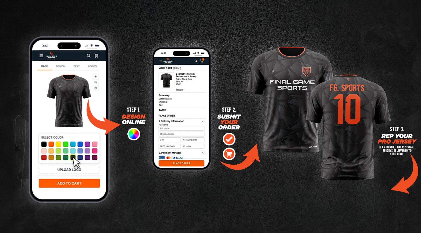 Design custom team jerseys online in three simple steps