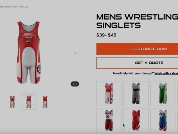 Preview of the Final Game Sports 3D uniform customizer