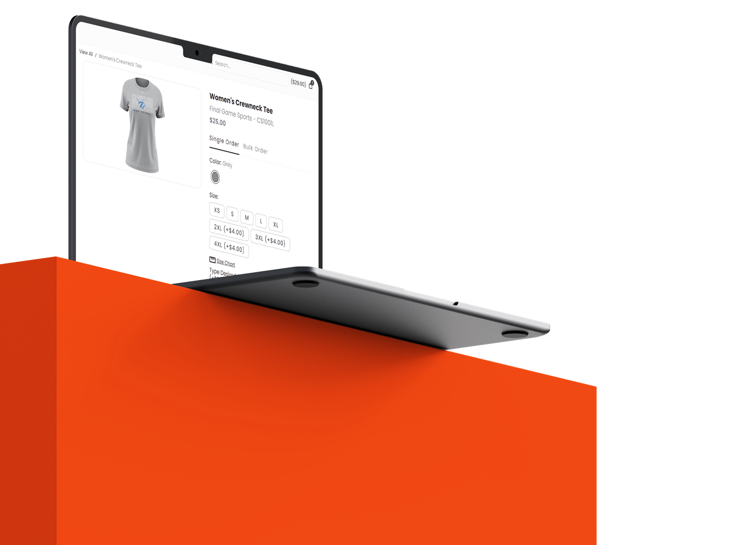 Team store product page shown on a laptop